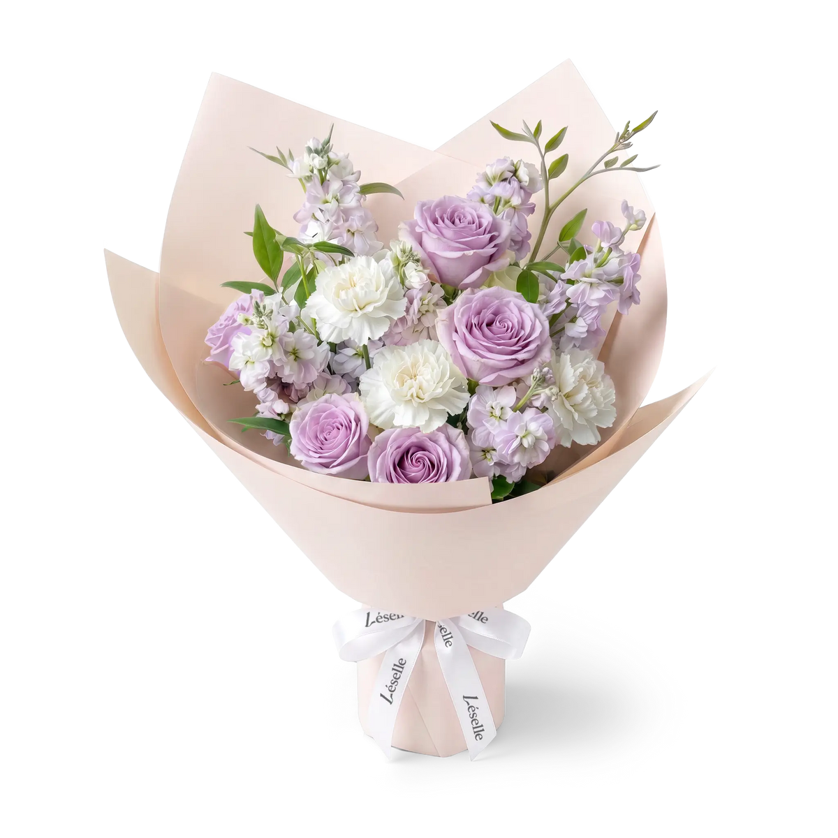 Enchanted Purple Rose & White Carnation Bouquet