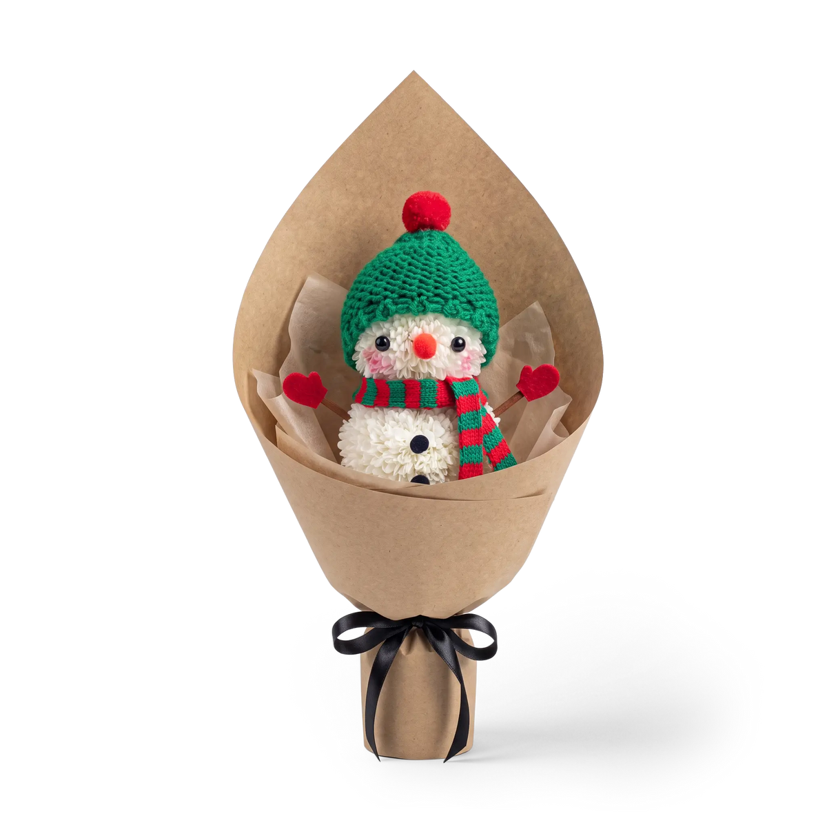 Classic Festive Red & Green Snowman Pompon Bouquet