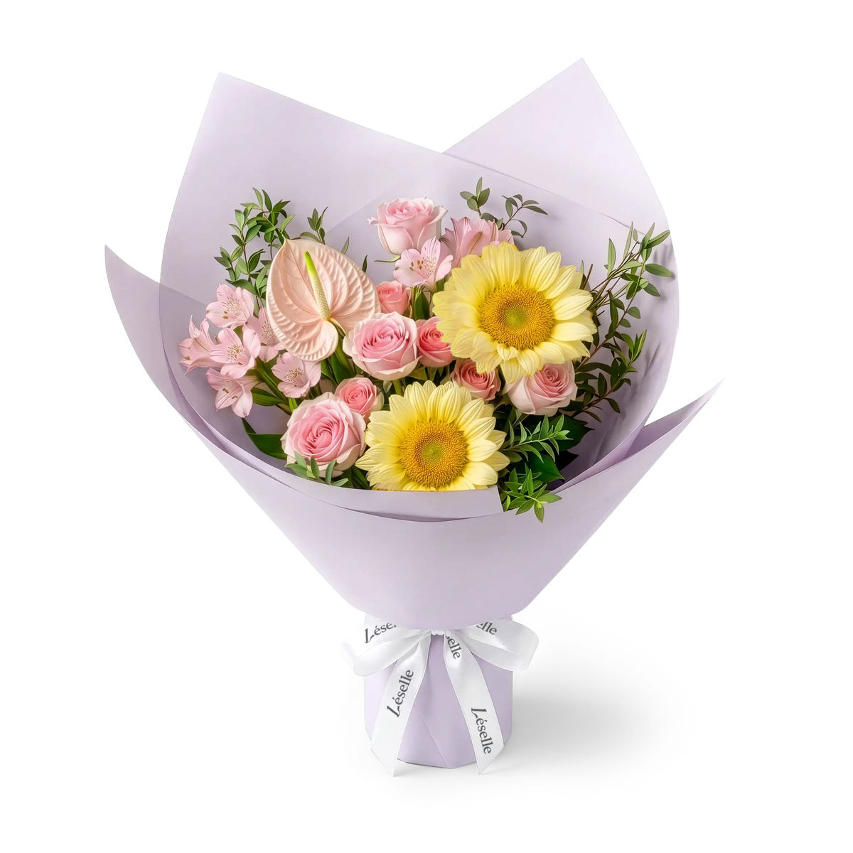 Soft Glow Pastel Sunflower Mixed Bouquet