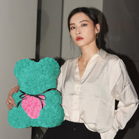 Handmade Rose Bear - Tiffany Blue