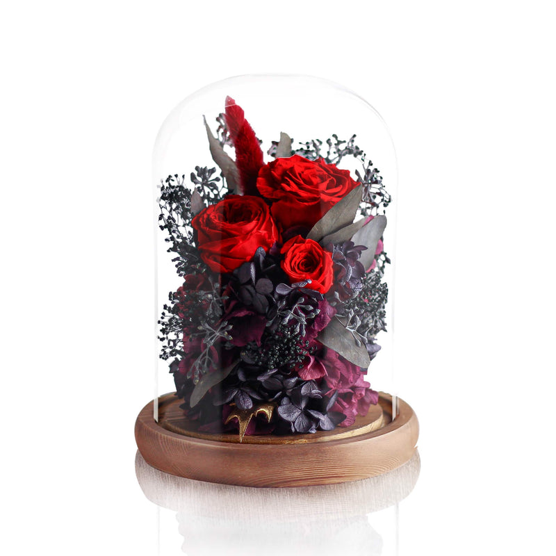 Preserved Flower in Glass Dome 紅玫瑰永生花玻璃罩擺設