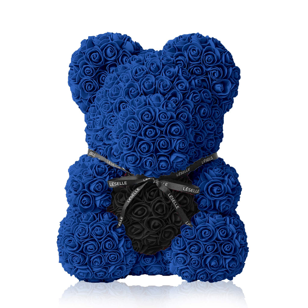 Handmade Rose Bear - Royal Blue