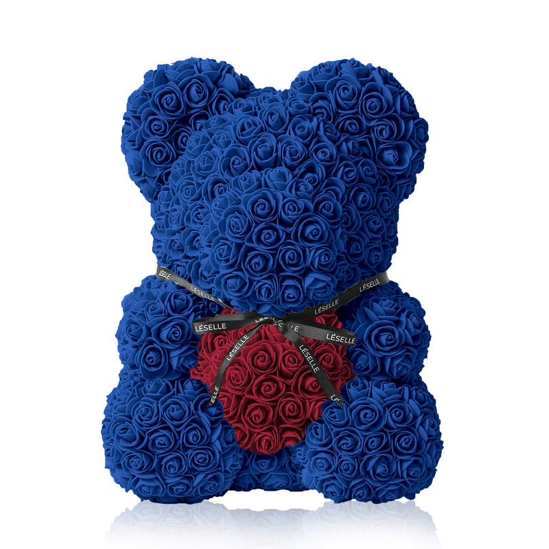 Handmade Rose Bear - Royal Blue