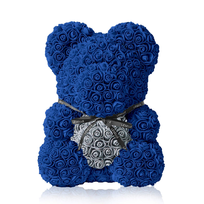 Handmade Rose Bear - Royal Blue