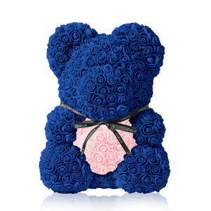 Handmade Rose Bear - Royal Blue