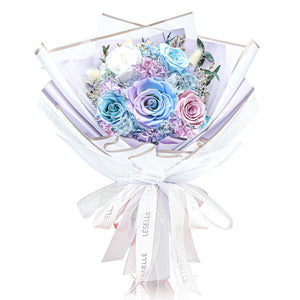 Preserved Flower Bouquet - Blue / Purple Two Toned Roses - M