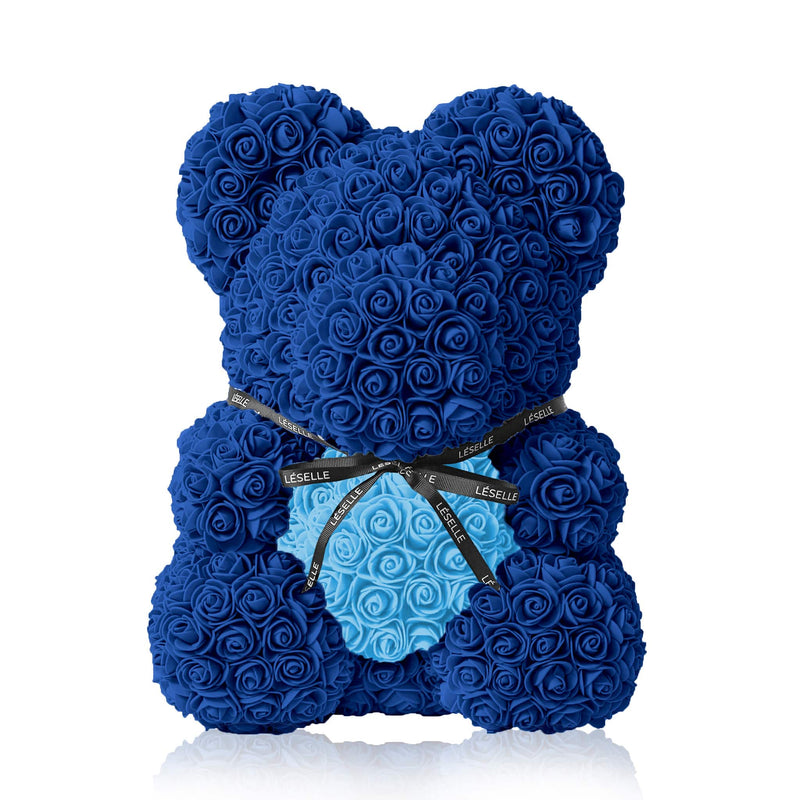 Handmade Rose Bear - Royal Blue