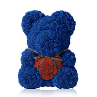 Handmade Rose Bear - Royal Blue