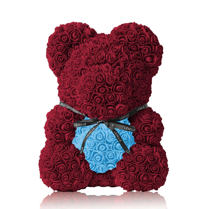 Handmade Rose Bear - Burgundy