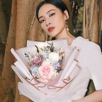 Preserved Flower Bouquet - Metallic Pink & Pale Pink Roses