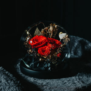 Preserved Rose Glass Ball - Classic Red