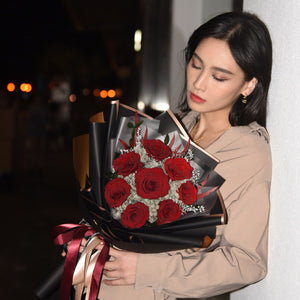 Preserved Flower Bouquet - Classic Red Roses