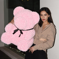 Giant Handmade Rose Bear - Baby Pink