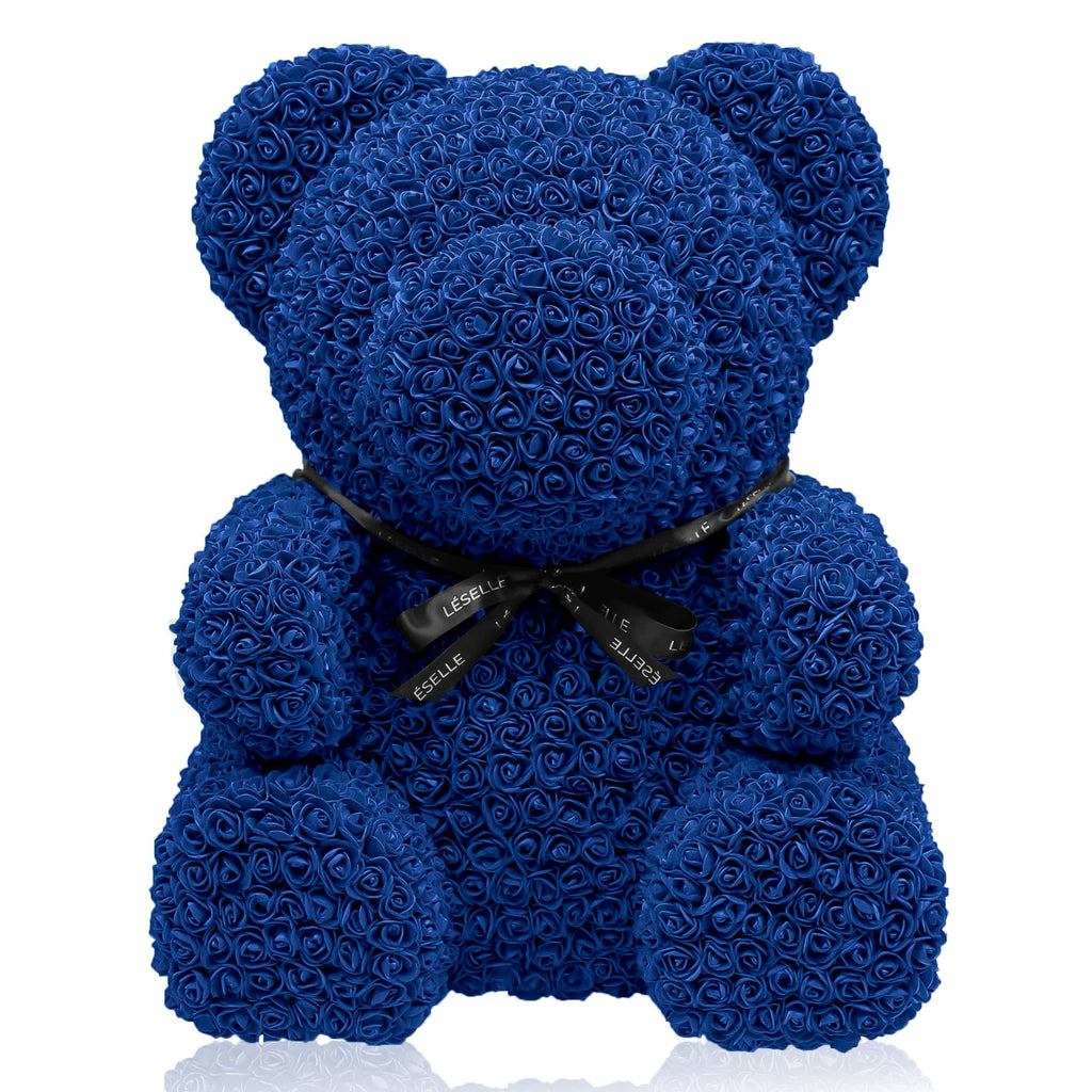 Giant Handmade Rose Bear - Royal Blue