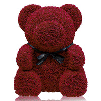 Giant Handmade Rose Bear - Burgundy