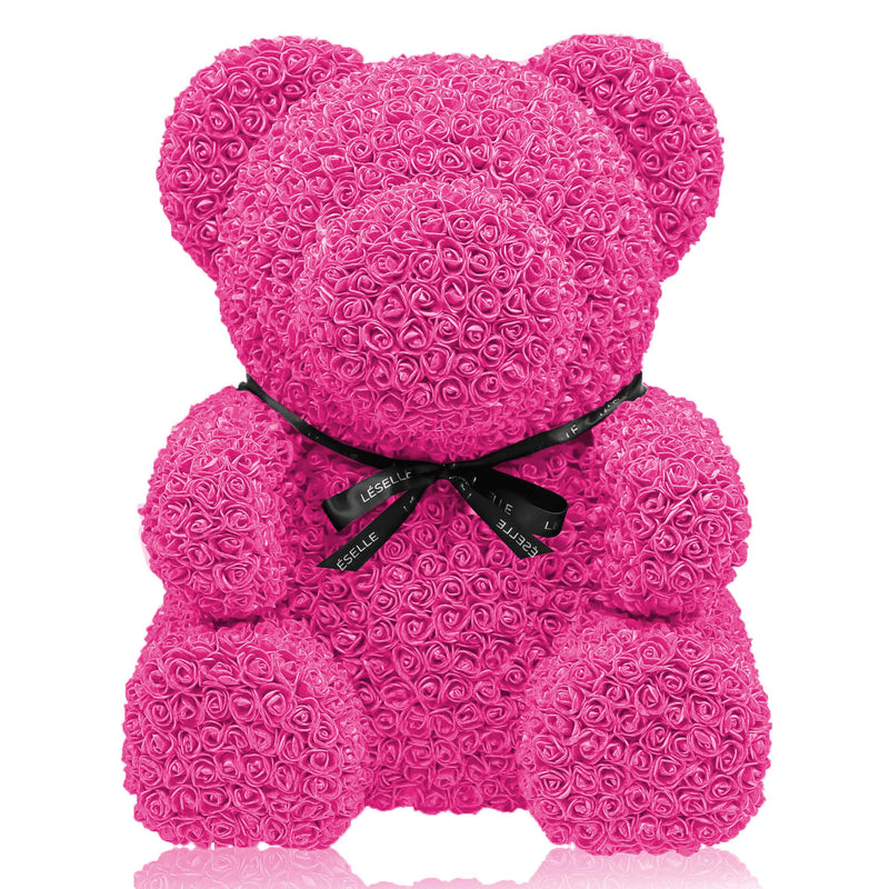 Giant Handmade Rose Bear - Fuschia Pink