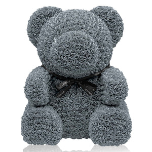 Giant Handmade Rose Bear - Platinum Grey