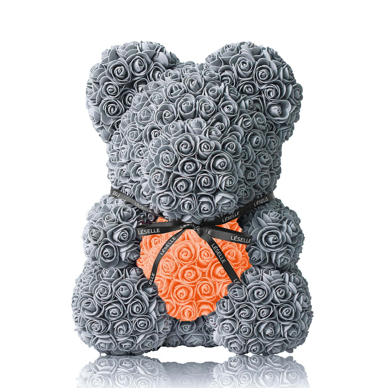 Handmade Rose Bear - Platinum Grey