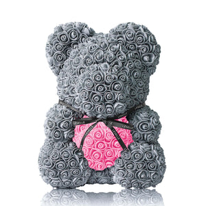 Handmade Rose Bear - Platinum Grey