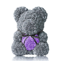 Handmade Rose Bear - Platinum Grey