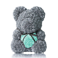 Handmade Rose Bear - Platinum Grey