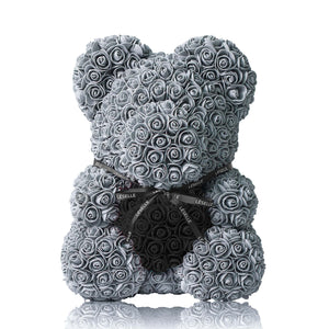 Handmade Rose Bear - Platinum Grey