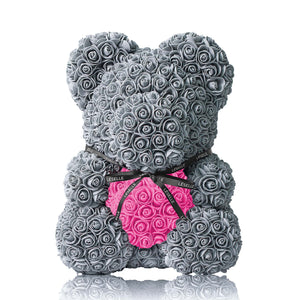 Handmade Rose Bear - Platinum Grey