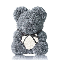 Handmade Rose Bear - Platinum Grey