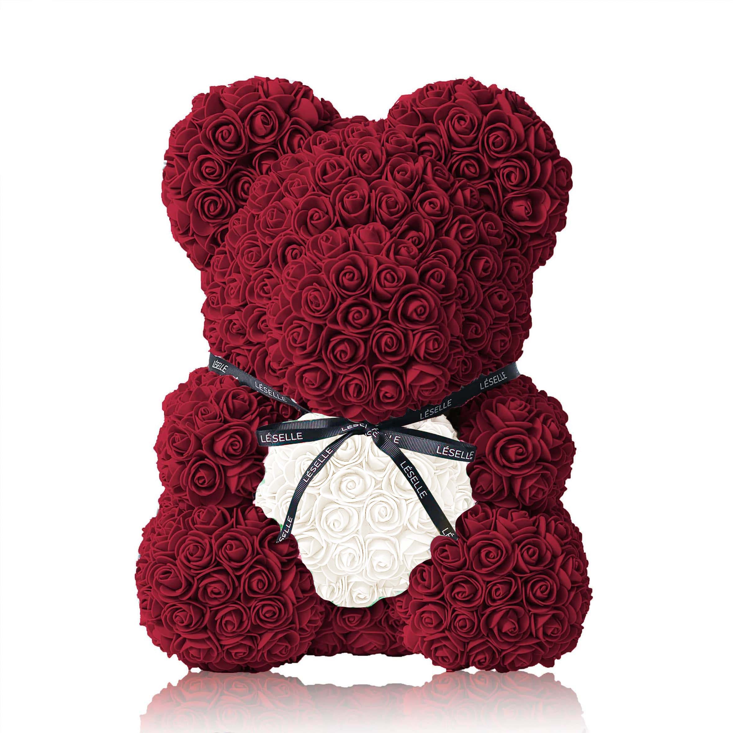 Handmade Rose Bear - Burgundy｜Léselle