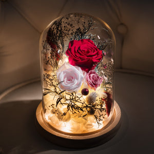 Preserved Flower in Glass Dome 紅玫瑰永生花玻璃罩擺設