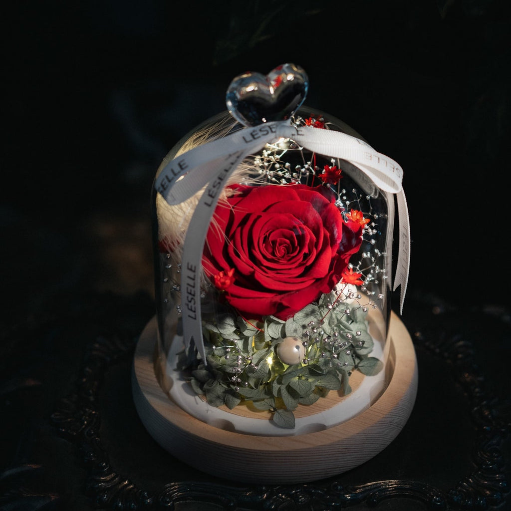 Mini Preserved Rose in Glass Dome 紅玫瑰永生花保鮮花擺設