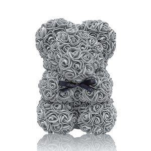 Mini Handmade Rose Bear - Platinum Grey