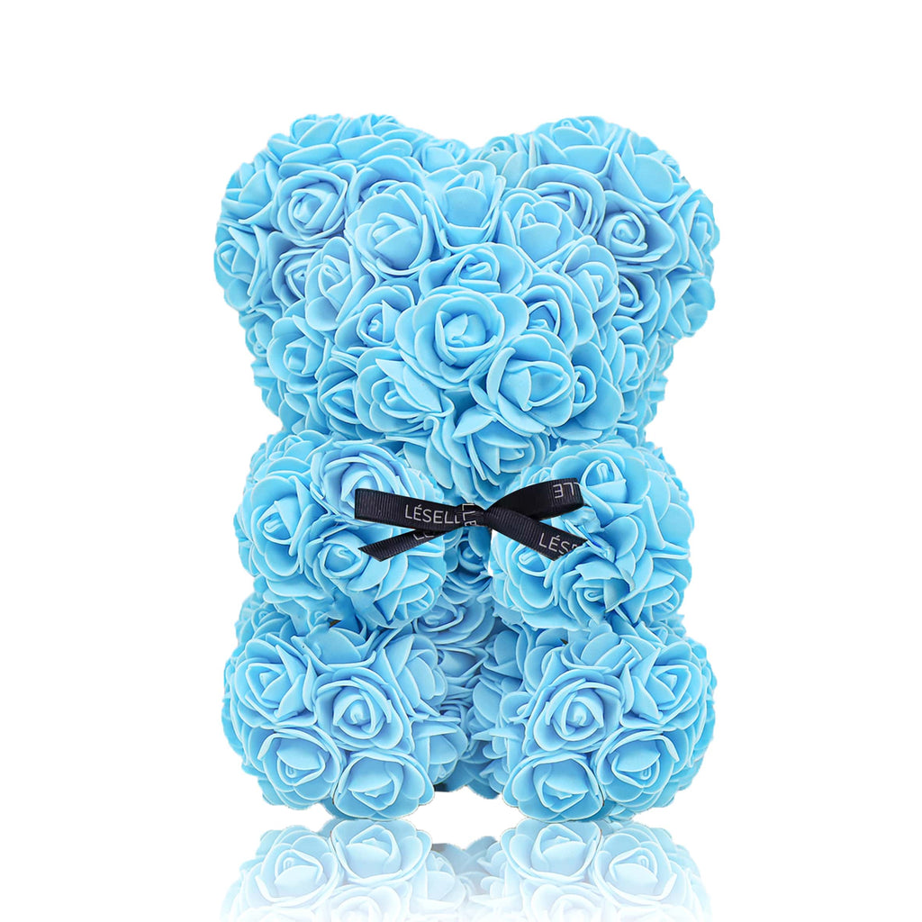 Mini Handmade Rose Bear - Sky Blue