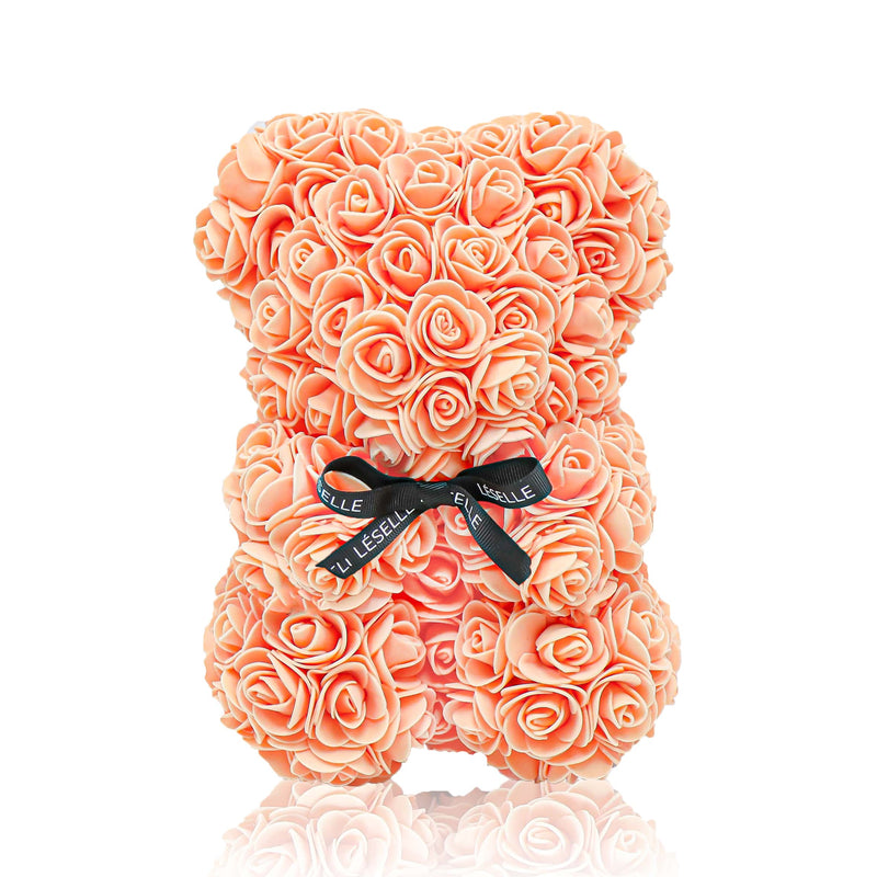 Mini Handmade Rose Bear - Tangerine Orange