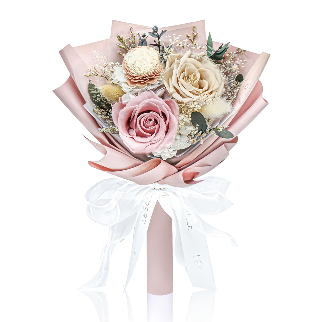 Preserved Rose Pink Mini Bouquet - Handheld Single Stem – FlowerEver