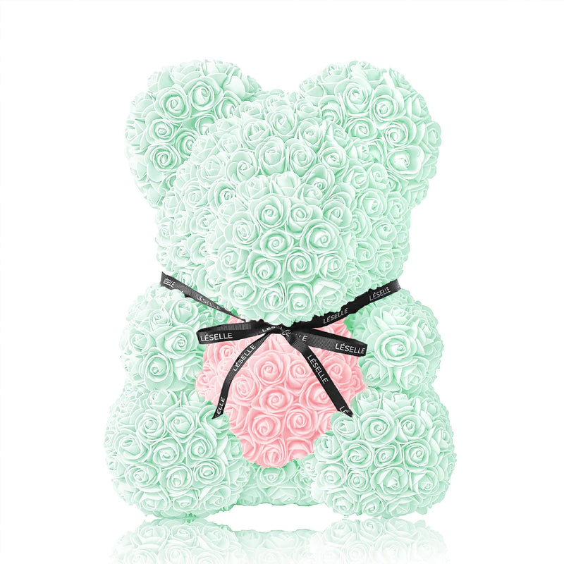 Handmade Rose Bear - Mint Green