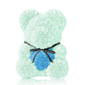 Handmade Rose Bear - Mint Green