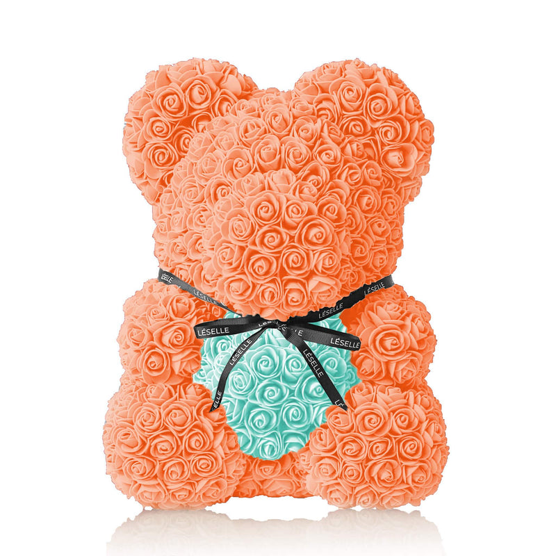 Handmade Rose Bear - Tangerine Orange