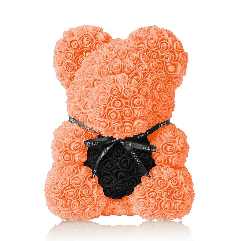 Handmade Rose Bear - Tangerine Orange