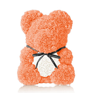 Handmade Rose Bear - Tangerine Orange