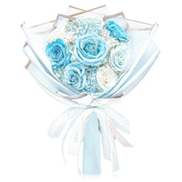 Preserved Flower Bouquet - Baby Blue & White Roses