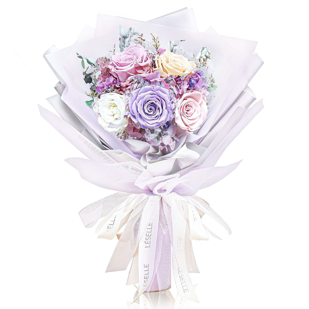 Preserved Flower Bouquet - Lavender & Pale Pink Roses - M