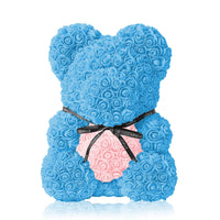 Handmade Rose Bear - Sky Blue