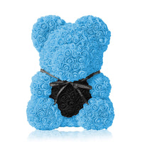 Handmade Rose Bear - Sky Blue