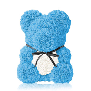 Handmade Rose Bear - Sky Blue