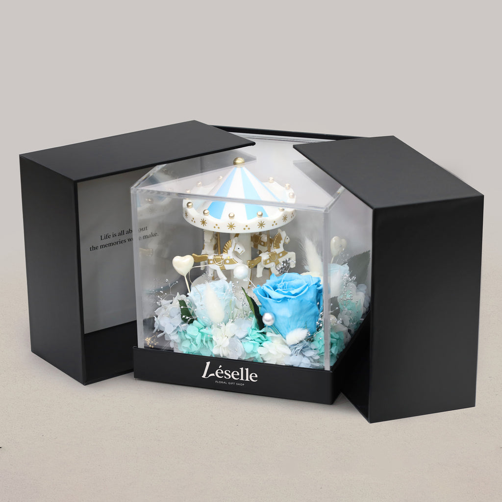 The Carousel Music Garden - Baby Blue Preserved Rose