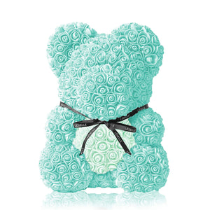 Handmade Rose Bear - Tiffany Blue