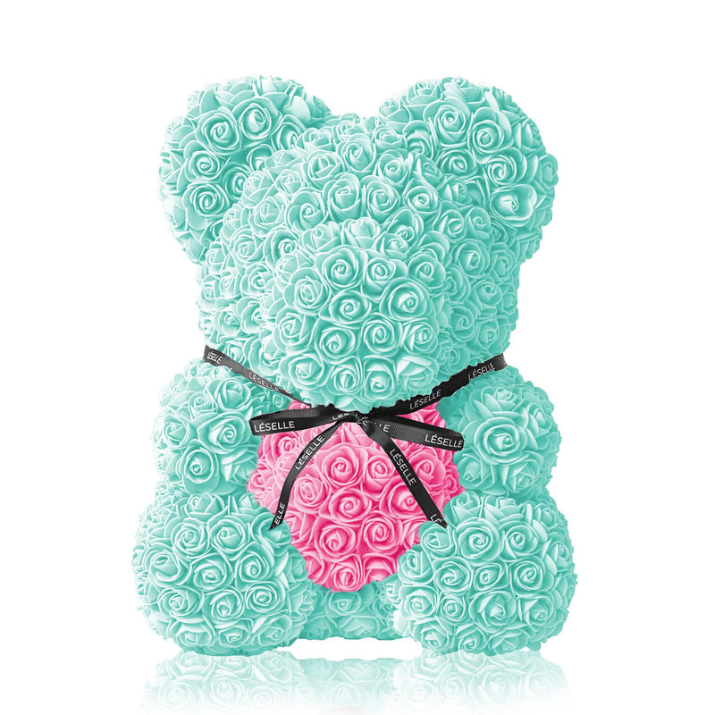 Handmade Rose Bear - Tiffany Blue