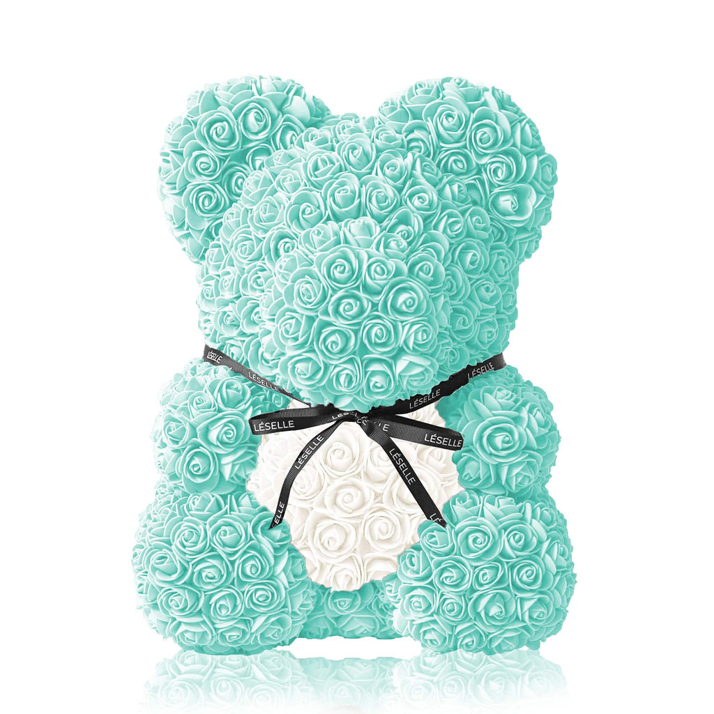 Handmade Rose Bear - Tiffany Blue