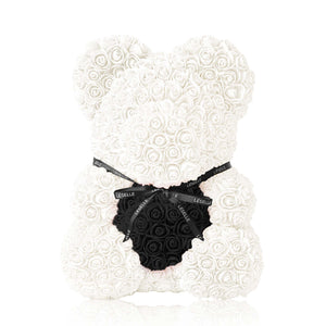 Handmade Rose Bear - Pearl White